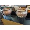 Image 1 : 2 CERAMIC PLANTERS W/ METAL STANDS