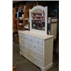 Image 1 : WHITE DRESSER W/ 8 DRAWERS AND MIRROR