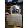 Image 2 : WHITE DRESSER W/ 8 DRAWERS AND MIRROR