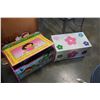 Image 1 : 2 TOY BOXES DORA AND FLOWERED W/ BLACK PLASTIC HORSE