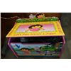 Image 3 : 2 TOY BOXES DORA AND FLOWERED W/ BLACK PLASTIC HORSE