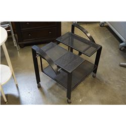 BLACK METAL TV CART ON WHEELS