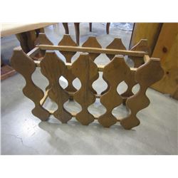 MCM MAGAZINE RACK W/ SHELF AND ANTIQUE WINE RACK