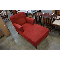 RED UPHOLSTERED CHAISE