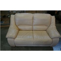 WHITE LEATHER LOVESEAT