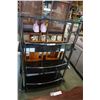Image 2 : MODERN CHROME AND BLACK GLASS BAR SHELF UNIT WITH CUP RACK