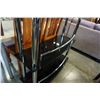 Image 3 : MODERN CHROME AND BLACK GLASS BAR SHELF UNIT WITH CUP RACK