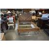 717  FLOOR MODEL ASHLEY NATURAL WOOD LOOK QUEENSIZE BEDFRAME  AND 1 SINGLE DRAWER NIGHTSTAND RETAIL 199