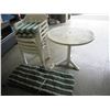 Image 2 : 5 WHITE PLASTIC PATIO CHAIRS AND TILT TOP TABLE