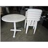 Image 3 : 5 WHITE PLASTIC PATIO CHAIRS AND TILT TOP TABLE
