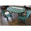 Image 1 : GREEN PATIO TABLE AND 2 CHAIRS