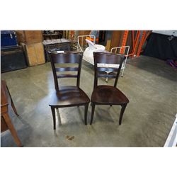 NEW PAIR OF MAPLIE MALIA WOOD SEAT CHAIRS, LOCALLY MADE CORNED BLOCKED AND HICKORY STAIN - WHOLESALE