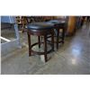 Image 2 : ASHLEY FLOOR MODEL BLACK LEATHER SEAT SWIVEL LOW COUNTER STOOLS, RETAIL $249 EACH