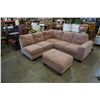 Image 2 : 2 PIECE BROWN FABRIC SECTIONAL SOFA WITH OTTOMAN