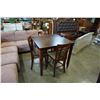 Image 1 : DARK FINISH PUB TABLE AND 4 STOOLS WITH MICROFIBER SEATS