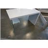 Image 3 : ASHLEY FLOOR MODEL WHITE AND GLASS MODERN DESK, WITH WOODEN CHAIR, RETAIL $699