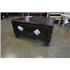 Image 2 : ASHLEY FLOOR MODEL DARK RUSTIC WOOD COFFEE TABLE, WITH STORAGE DRAWER AND PULL OUT TRAY, RETAIL $144