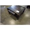 Image 4 : ASHLEY FLOOR MODEL DARK RUSTIC WOOD COFFEE TABLE, WITH STORAGE DRAWER AND PULL OUT TRAY, RETAIL $144