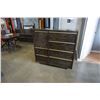 Image 1 : ASHLEY FLOOR MODEL MODERN WOOD CHEST OF DRAWERS WITH GLASS TOP AND CUPBOARD RETAIL $1899