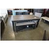 Image 1 : ASHLEY FLOOR MODEL FARMHOUSE DINING TABLE WITH UPOHOLSTERED BENCH, 3 MATCHING SIDE CHAIRS, 6 STORAGE