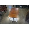 Image 3 : ASHLEY FLOOR MODEL NATURAL WOOD TOP CHAIR SIDE ENDTABLE WITH DOOR, RETAIL $399