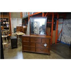 ASHLEY FLOOR MODEL 7 DRAWER DRESSER, WITH MIRROR, MAHOGANY FINISH RETAIL $1299