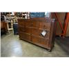 Image 3 : ASHLEY FLOOR MODEL 7 DRAWER DRESSER, WITH MIRROR, MAHOGANY FINISH RETAIL $1299