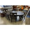 Image 1 : ASHLEY FLOOR MODEL DARK RUSTIC OVAL FARMHOUSE DINING TABLE WITH EXTENSION, 4 MATCHING SIDE CHAIRS, A