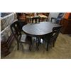 Image 2 : ASHLEY FLOOR MODEL DARK RUSTIC OVAL FARMHOUSE DINING TABLE WITH EXTENSION, 4 MATCHING SIDE CHAIRS, A