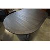 Image 8 : ASHLEY FLOOR MODEL DARK RUSTIC OVAL FARMHOUSE DINING TABLE WITH EXTENSION, 4 MATCHING SIDE CHAIRS, A