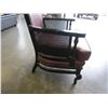 Image 2 : PAINTED BLACK STUDDED LEATHER TALL BACK ARMCHAIR