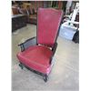 Image 4 : PAINTED BLACK STUDDED LEATHER TALL BACK ARMCHAIR