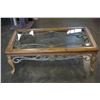 Image 1 : METAL AND WOOD GLASSTOP COFFEE TABLE