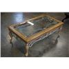 Image 2 : METAL AND WOOD GLASSTOP COFFEE TABLE