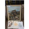 Image 1 : ANTIQUE PRINT FROM 1887 AND BILL REID AND OTHER GREETING CARDS
