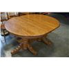 Image 2 : SOLID OAK DINING TABLE W/ 6 CHAIRS AND 3 LEAFS