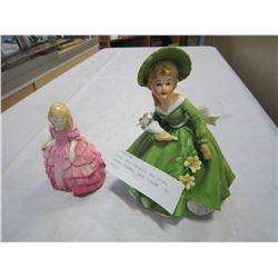 ROYAL DOULTON ROSE AND OTHER GREEN CERAMIC LADY FIGURE - NO CHIPS