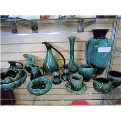LOT OF BLUE MOUNTAIN POTTERY VASES, CUPS, AND DISHES