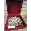 LARGE RED VELVET CASE W/SOUTHEASTERN JEWELRY