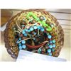 Image 3 : COPPER POT WITH LONG CHAIN AND GLASS BEADS AND RATTAN BOWL W/TURQUOISE BEADED JEWELRY AND CINNIBAR A