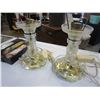 Image 2 : PAIR OF VINTAGE GLASS LAMPS AND 3 ART SCROLLS IN BOX