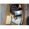 Image 1 : BOX OF VINTAGE PORCELAIN KETTLE, LAMP SHADES, AND MORE