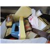 Image 1 : BOX OF ESTATE ITEMS W/ 3 PICTURES AND FRAMES