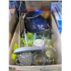 Image 1 : BOX AND TOTE OF CRYSTAL AND OLYMPIC GLASS CUPS W/ DECORATIVE BOXES