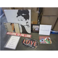 LOT OF ESTATE PICTURES & TIN SIGN