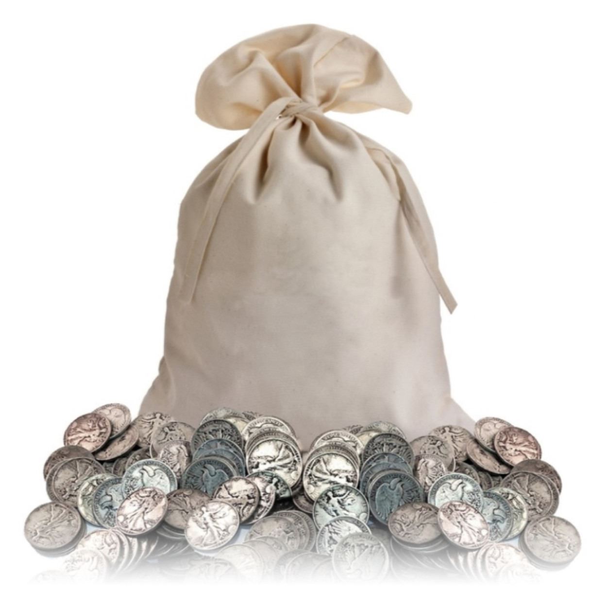 Canvas Bank Bag of 300 Walking Liberty Halves