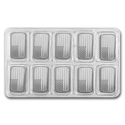 10 pcs. USA Flag Design 1 oz. Silver Bars - .999