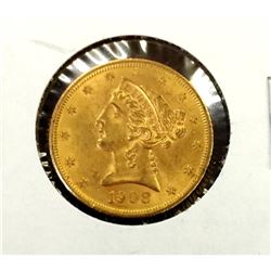 1908 $ 5 Gold Liberty