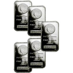 (5) 1 oz Silver Bars- Morgan Design