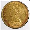 Image 1 : 1880 $ 10 Gold Liberty Eagle